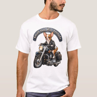 Cooler Biker Chihuahua Hund fährt Motorrad T-Shirt