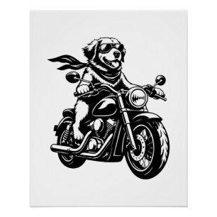 Cooler Biker-Hund auf einem Motorrad Poster