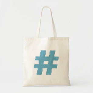 Cooler blauer Hashtag Sign Tote Beutel Tragetasche
