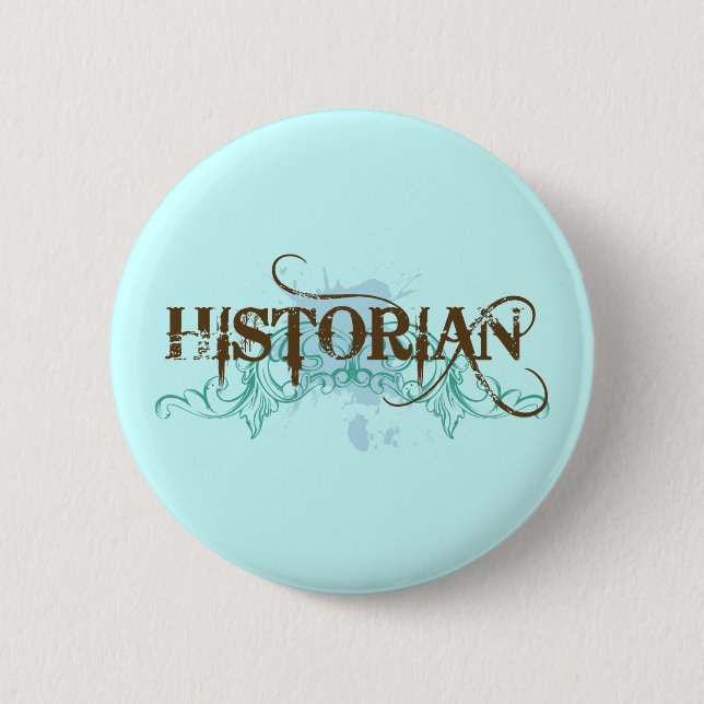 Cooler blauer Historiker-Knopf Button (Vorderseite)