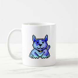 Cooler blauer Pixelhund Tasse