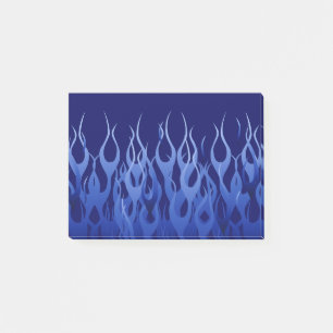 Cooler Blauer Racing Flames Style Post-it Klebezettel