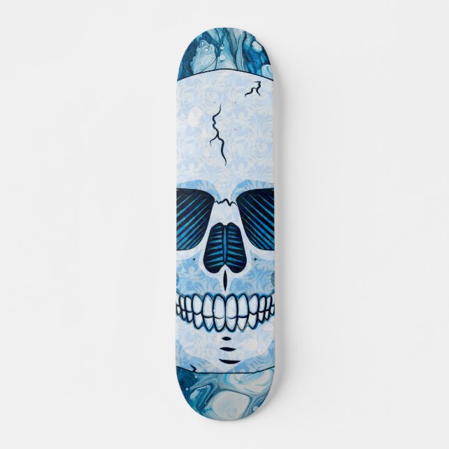 Cooler Blauer Schädel Skateboard (Vorne)