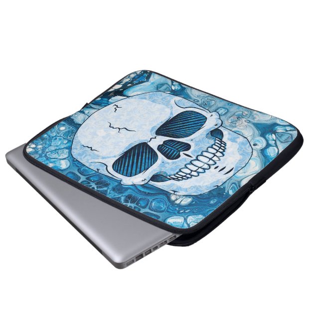 Cooler Blauer Skull Laptopschutzhülle (Vorne Knopf)