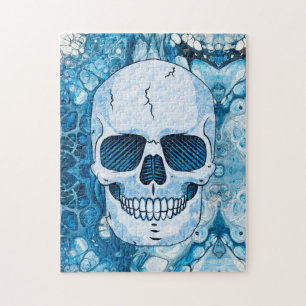 Cooler Blauer Skull Puzzle