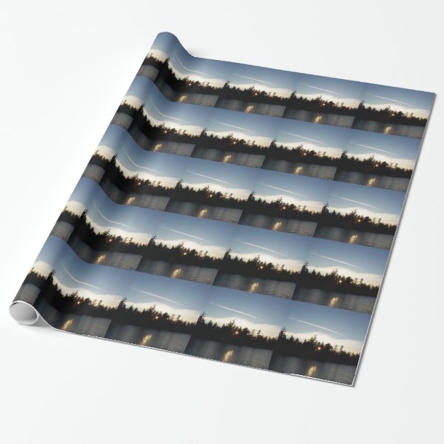 Cooler blauer Sonnenuntergang Geschenkpapier (Ungerollt)