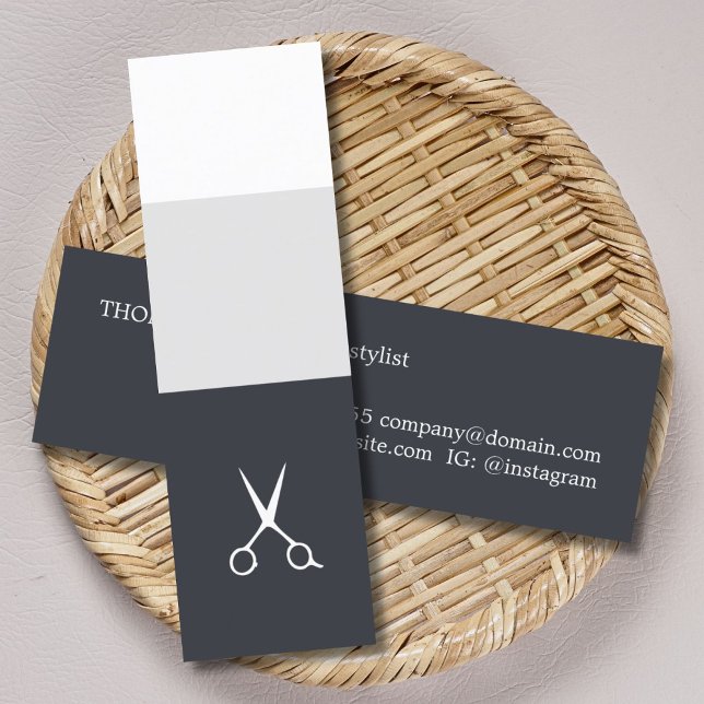 Cooler Blauer Streifen Haarstylistin Mini Visitenkarte (Von Creator hochgeladen)