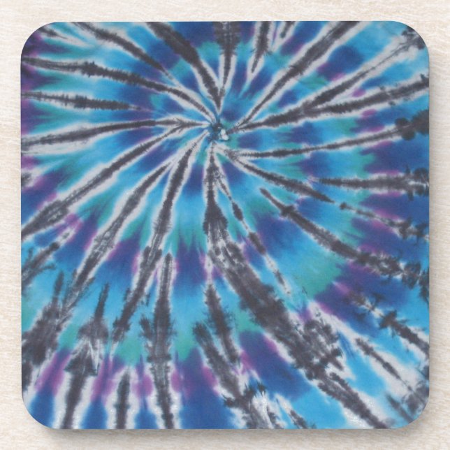 Cooler Blauer Swirl Spiral Gefärbte Krawatte Untersetzer (Vorderseite)