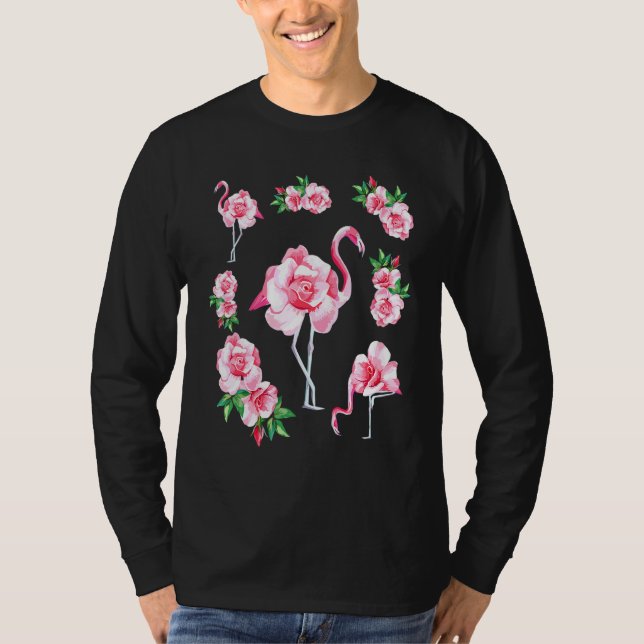 Cooler Blumensommer Pink Flamingo Novelty Graphic  T-Shirt (Vorderseite)