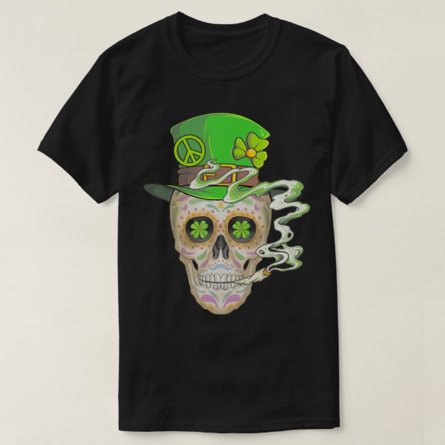 Cooler Boho Sugar Skull Day of the Dead St T-Shirt (Design vorne)