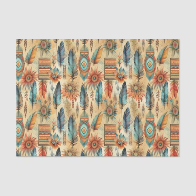 Cooler Boho-Western-Fliesenmuster-Dekodierung Seidenpapier (Vorderseite)