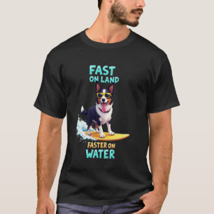 Cooler Border Collie Surfer Hund T-Shirt