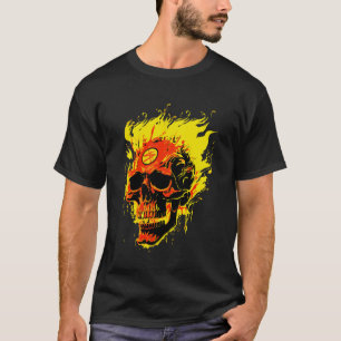 Cooler Böser Totenkopf in Flammen Schreiender Schä T-Shirt