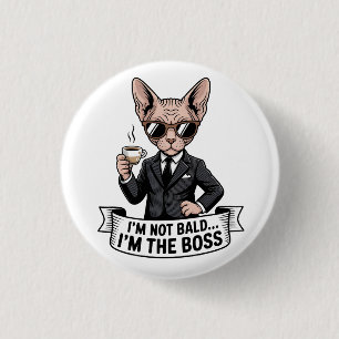 Cooler Boss Sphynx-Katze Kaffee Kunst Button