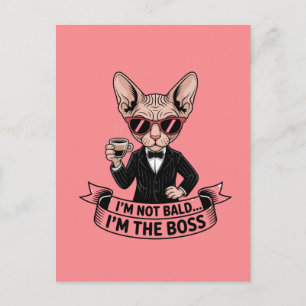 Cooler Boss Sphynx-Katze Kaffee Kunst Feiertagspostkarte