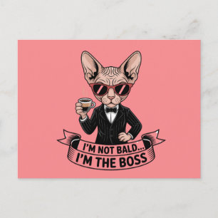 Cooler Boss Sphynx-Katze Kaffee-Kunst Feiertagspostkarte