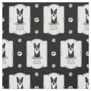 Cooler Boston Terrier Dog (schwarz) mit Sonnenbril Stoff