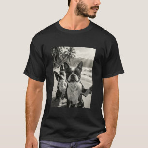 Cooler Boston Terrier Lustiger Hund Selfie Strand T-Shirt