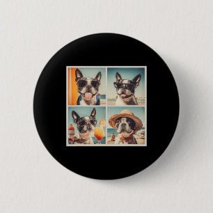 Cooler Boston Terrier Sonnenbrille Hunde Sommerfer Button