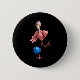 Cooler Bowling Flamingo Fun Shorebirds Lover Playe Button