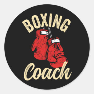 Cooler Boxcoach rote Handschuhe Kickboxen Kickboxe Runder Aufkleber