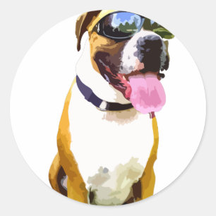 Cooler Boxer-Hund Runder Aufkleber