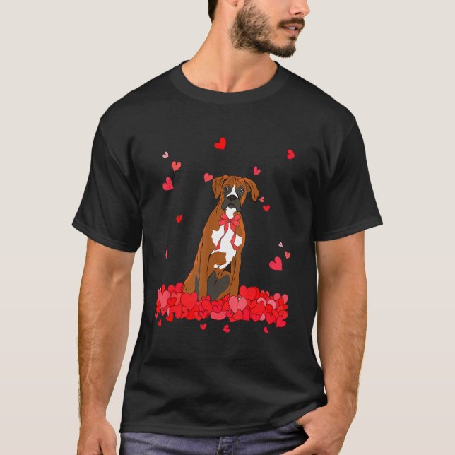 Cooler Boxer Valentinstag Hund T-Shirt (Vorderseite)