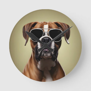 Cooler Boxerhund Runde Wanduhr