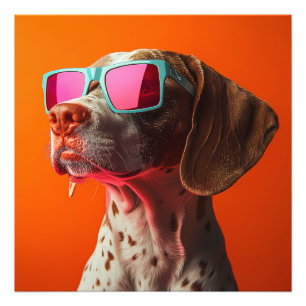 Cooler Bracco italiano Hund mit Sonnenbrille Fotodruck