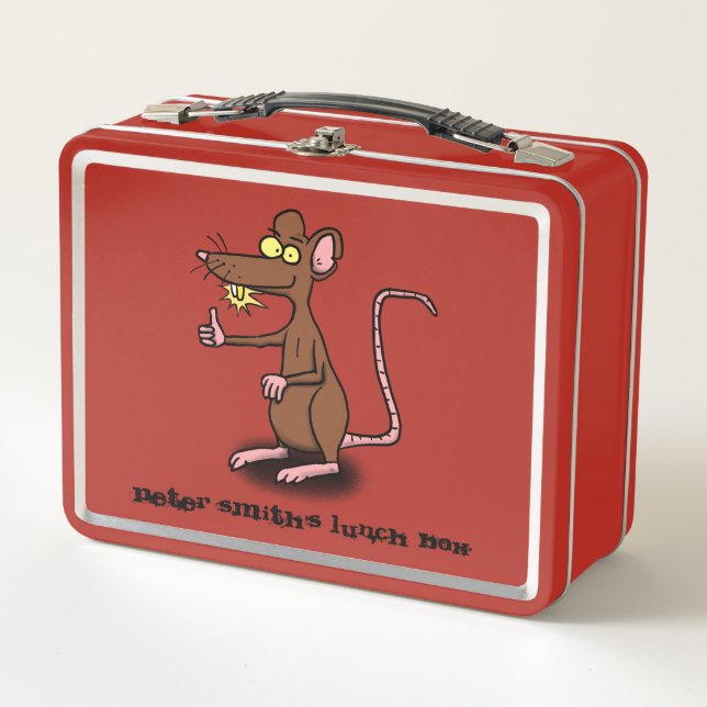 Cooler brauner Cartoon Lunchbox. Metall Brotdose (Vorderseite)