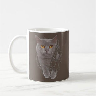 Cooler britischer Kurzkatze Torn Inside Funny Cat Kaffeetasse