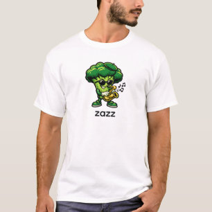 Cooler Brokkoli Saxophon spielend Lustiger Jazz T-Shirt