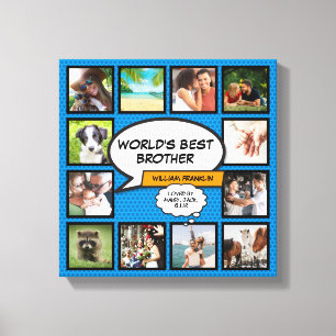 Cooler Bruder Foto-Collage Modern Blau Lustig Comi Leinwanddruck