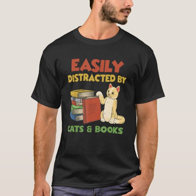 Cooler Buchleser für Männer Buchmacherkatze T-Shirt (Vorderseite)