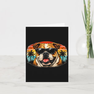 Cooler Bulldog Retro-Sonnenuntergang Sommer-Vibes Karte
