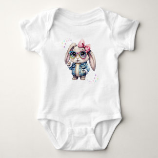 Cooler Bunny mit Brillen & Bow Pastel Baby Strampler