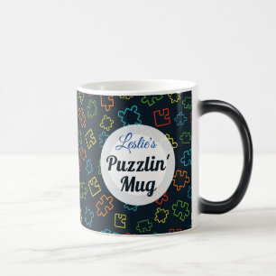 Cooler, bunter Jigsaw "(name) Puzzlin' Tasse", Verwandlungstasse