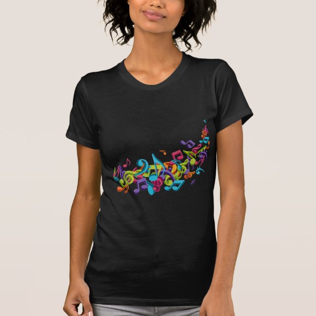 cooler bunter Musiknoten u. Töne T-Shirt (Vorderseite)