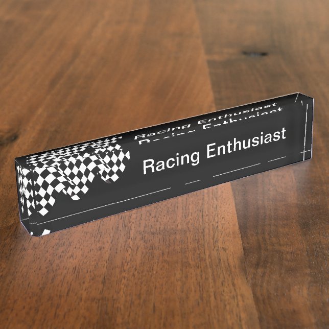Cooler Car Racing Enthusiast Thema Namenschild Namensplakette (Seite)