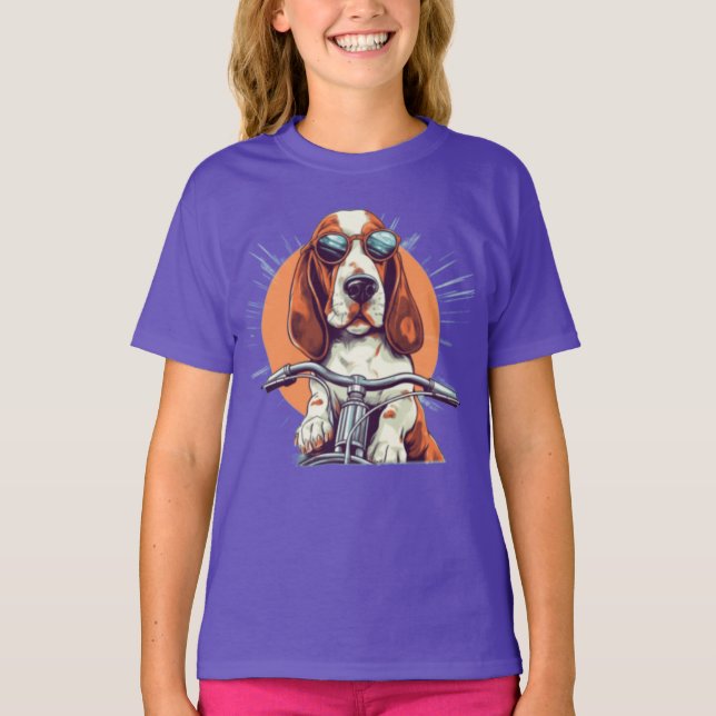 Cooler Cartoon-Basset-Hobby-T - Shirt (Vorderseite)