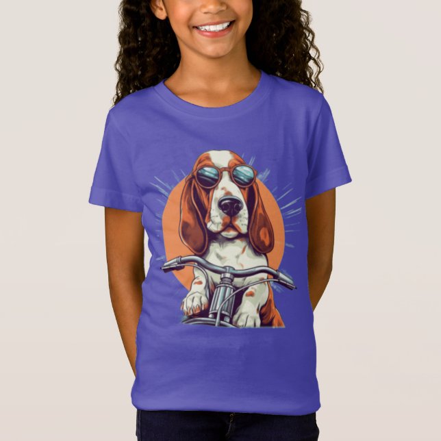 Cooler Cartoon-Basset-Hobby-T - Shirt (Vorderseite)