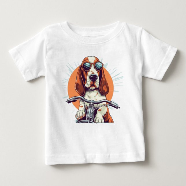 Cooler Cartoon-Basset-Hobby-T - Shirt (Vorderseite)