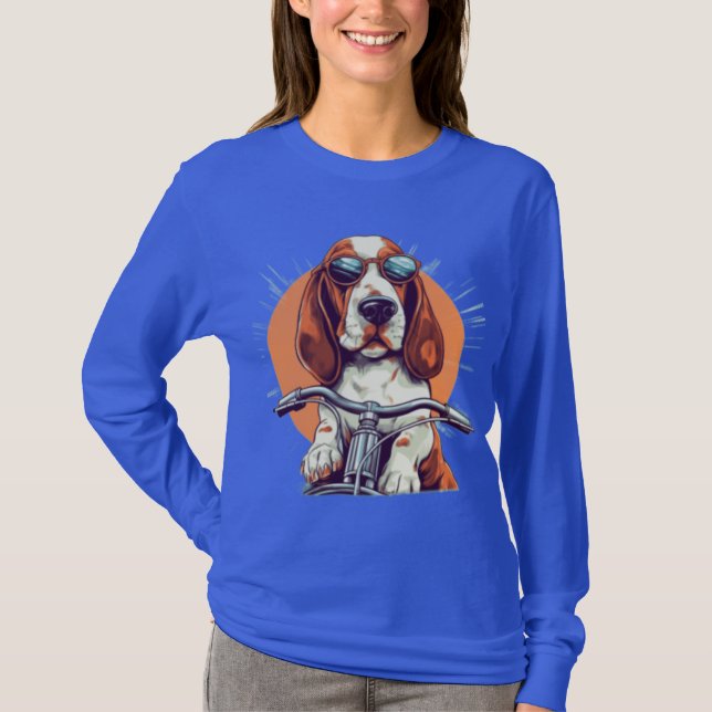 Cooler Cartoon-Basset-Hobby-T - Shirt (Vorderseite)