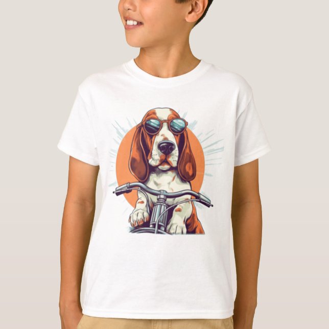 Cooler Cartoon-Basset-Hobby-T - Shirt (Vorderseite)