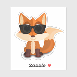Cooler Cartoon-Fuchs mit Sonnenbrille Süßes Tier Aufkleber