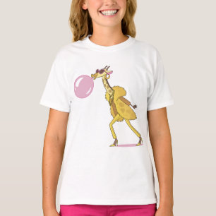 Cooler Cartoon Giraffe in Pelzmatte mit Bubblegum T-Shirt