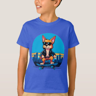Cooler Cartoon-Hund beim Skateboardfahren T-Shirt