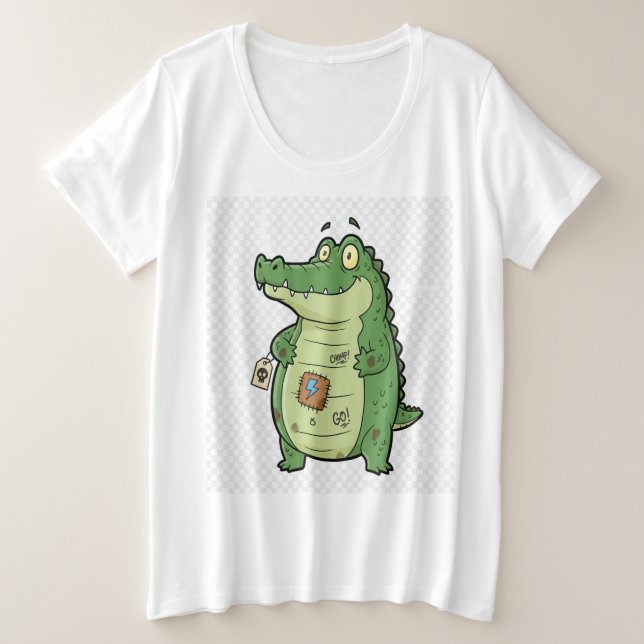 Cooler Cartoon Krokodil - Mischfeu-Tierdesign Große Größe T-Shirt (Design vorne)