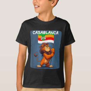 Cooler Cartoon-Löwe mit Casablanca-Flaggen-Look T-Shirt
