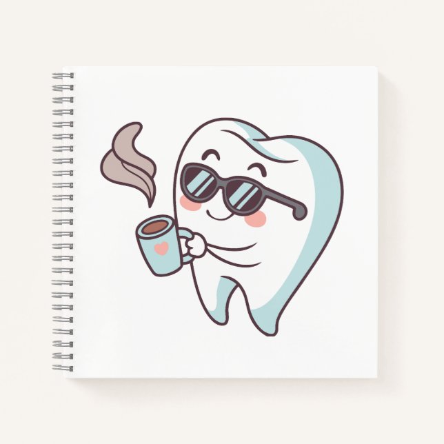 Cooler Cartoon mit Sonnenbrille & Coffee Notebo Notizbuch (Vorderseite)